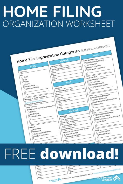 Never again question where you put your birth certificate or that refrigerator warranty. In this post, we’ll cover how to choose a file cabinet, how to choose file folders, and home filing cabinet system categories that will get your household organized once and for all. Categories For Home Filing System, Household File Categories, Online File Organization, Home File Organization Categories Free Printable, Organize File Folders, File Folder Categories, Home File Cabinet Organization, Organizing Information, Best Filing System For A Home