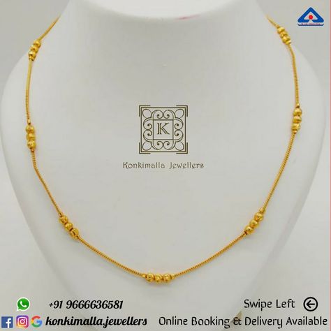 #KJ_G516 Net Weight: up to 10 grams Item : Fancy Chain Fb, Insta, Pinterest: @konkimalla.jewellers 10 Grams Gold Chain Design, Bridal Necklace Designs, New Gold Jewellery Designs, Gold Jewelry Simple Necklace, Gold Chain Design, Bride Jewelry, Jewelry Bracelets Gold, Suits Design, Gold Bride Jewelry