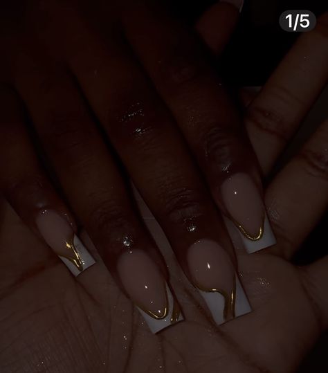 Black Nails For Birthday Ideas, 80s Aesthetic Nails, Simple Concert Nails, Black And Gold Prom Nails Acrylic, Square Nail Aesthetic, Nails To Go With White Dress, Birthday Nails Libra Short, Sweet 16 Acrylic Nails, Christian Nails Acrylic