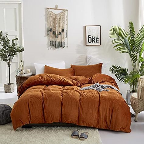 Velvet Duvet Cover, Velvet Duvet, Fluffy Bedding, Comforter Cover, Duvet Cover Set, Burnt Orange, Bedding Set, Duvet Cover, Duvet