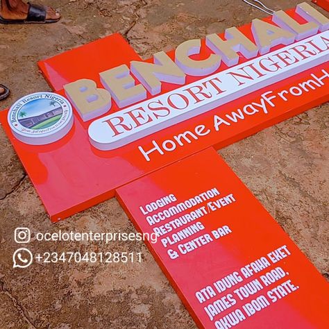 Pylon Signage for Benchali Resort Nigeria Size: 5ft by 8ft two directional signage Duration: 8 days Location: Akwa Ibom #ocelotenterprisesng #signage #smallbusiness Pylon Signage Design, Pylon Signage Design Outdoor, Badagry Nigeria, Building Directory Signage, Vehicular Directional Signage, Pylon Signage, Planning Center, Signage Board, Directional Signage