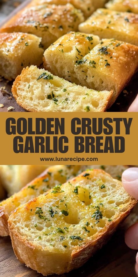 This Golden Crusty Garlic Bread is the ultimate side dish, featuring a crispy crust and a buttery, garlicky center! 🥖🧄 Perfectly toasted and packed with flavor, it’s the ideal accompaniment to pasta, soups, or salads. Quick and easy to make, this garlic bread is always a crowd-pleaser.

📌 Pin this recipe to bake golden and delicious garlic bread for your next meal!
#GarlicBread #CrispyBread #EasySideDishes #ComfortFood #QuickRecipes #GoldenCrust Easy Crusty Bread Quick, Crusty Bread For Soup, Garlic Bread With Sourdough, Crusty Garlic Bread, Diy Garlic Bread Toast, Quick Garlic Bread From Scratch, Garlic Bread For A Crowd, How To Make Garlic Bread, Garlic French Bread Recipe