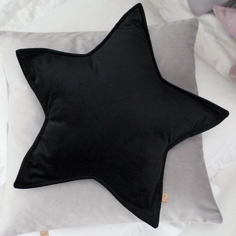 Star pillow BLACK --> pillows not only for decoration - they insulate walls from the cold and absorb the impact --> the anti-allergic filling is soft, thanks to which the pillows are safe to play with --> a wide range of colors will allow you to create a unique set for a special child --> because everyone loves to play pillow wars <3 Decorate your child's room by choosing a cushion or a set of cushions! It will decorate your child's room A star-shaped pillow made of soft VELVET in Star Pillow, Star Cushion, Black Pillows, Cute Bedroom Decor, Dream Room Inspiration, Star Pillows, Cute Room Decor, Room Inspiration Bedroom, Dream House Decor