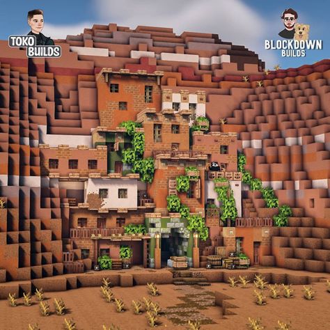 Tokobuilds on Instagram: “🏜️ Mesa Village 🏠 Another collab with the amazing @blockdown_builds 😍 Make sure to check out his page and leave him a follow for more…” Cliffside Base Minecraft, Mesa Village Minecraft, Minecraft Mesa House Ideas, Mesa Base Minecraft, Desert Houses Minecraft, Mesa Biome Minecraft Builds, Minecraft Mexican Style House, Mesa Biome House Minecraft, Minecraft Mesa Base