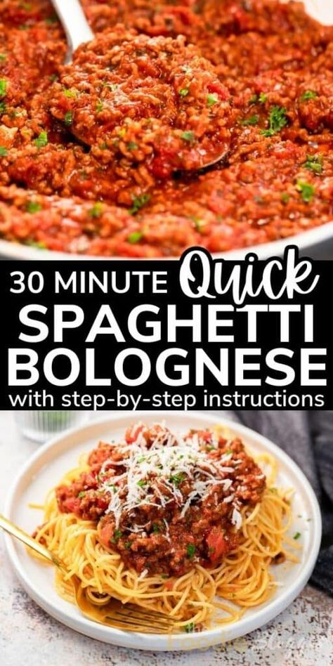 QUICK SPAGHETTI BOLOGNESE - A true crowdpleaser, this recipe is a lifesaver for days when you want your meal to taste gourmet without spending hours in the kitchen. Spagetti Bolognese Recipe, Best Spaghetti Bolognese Recipe, Best Bolognese Recipe, Spaghetti Bolognese Sauce, Spaghetti Bolognese Recipe, Bolognese Sauce Recipe, Best Spaghetti, Spaghetti Sauce Recipe, Pasta Bolognese