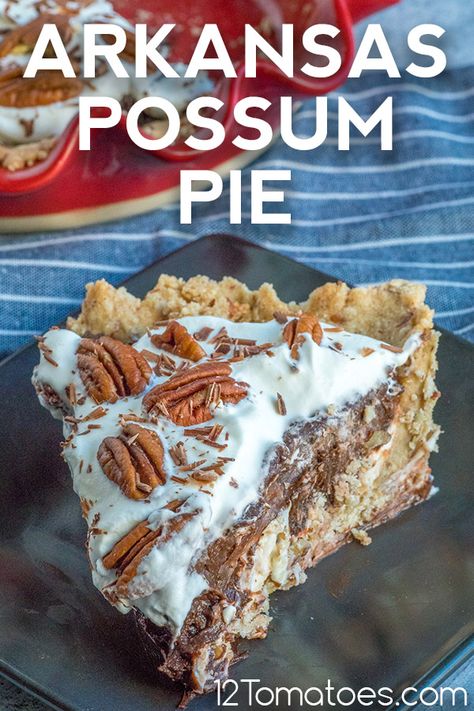 Arkansas Possum Pie | 12 Tomatoes Essen, Possum Pie Recipe Arkansas, Receips Ideas, Southern Pie Recipes, Pie Decorating Ideas, Possum Pie Recipe, Pecan Cream Pie Recipe, Autumn Pies, Possum Pie