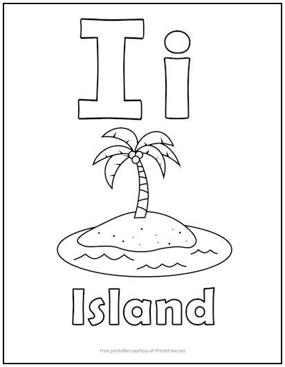 Alphabet letter coloring pages are perfect for toddlers, preschoolers, kindergartners, and first graders, to help reinforce letter recognition and writing skills. This one features the letter “I” and includes a picture of an island. Be sure to download and print the entire alphabet! I Preschool Activities, Letter I Printable, Letter I Coloring Pages, I Coloring Pages, Free Preschool Printables Alphabet, Letter I Words, Letter Coloring Pages, Letter I Crafts, Ryan Sullivan