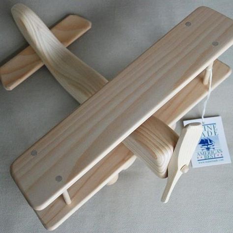 Wooden airplane handcrafted in Maine of native white pine. Large and sturdy wooden toy airplane is a bi-plane model with wooden pilot and real, spinning propeller! Wood Painting Techniques, Toy Airplanes, Wood Airplane, Airplane Kids, Wooden Airplane, Wooden Plane, Wooden Toy Cars, Wood Plane, Wooden Toys Plans