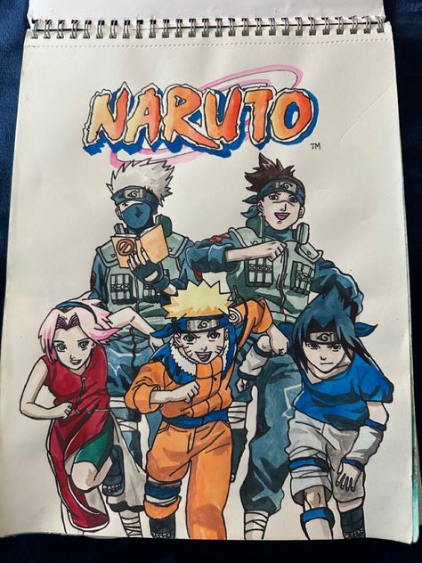 Naruto watercolor with logo Sasuke Logo, Naruto Watercolor, Kakashi Iruka, Family Drawing, Naruto Series, Drawing And Painting, Anime Drawings, Naruto, Anime Art