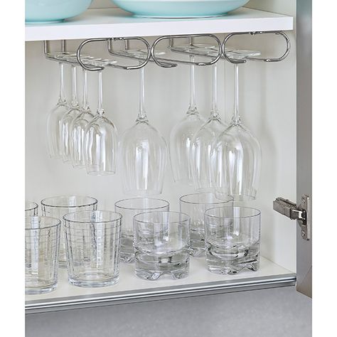 Organisation, Glass Shelves Decor, Wine Glass Shelf, Wine Glass Storage, Stemware Holder, Living Room Built Ins, Ideas For Kitchen, Kitchen Organisation, Wine Glass Rack