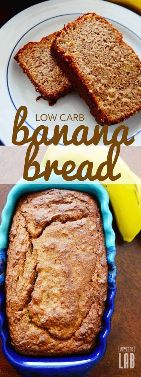 Easy Low Carb Banana Bread Recipe Keto Loaf, Dessert Substitutes, Banana Bread Low Carb, Low Carb Banana Bread, Flourless Cakes, Low Carb Banana, Paleo Bread Recipe, Cut Carbs, Lowest Carb Bread Recipe