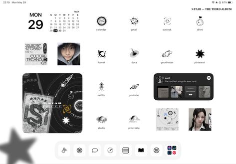 Ipad Layout Aesthetic, Kpop Homescreen, Ipad Layout, Ipad Lockscreen, Ipad Organizer, Ipad Computer, Ipad Essentials, Wallpaper Homescreen, Custom Ipad