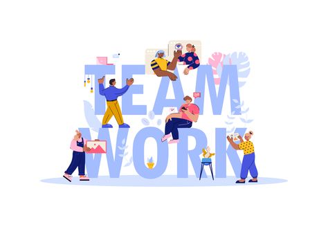 Team Building Poster Design, Business Illustration Design, Leadership Illustration Art, Business Cartoon Characters, Working Together Illustration, Teamwork Art, Disabled Illustration, Team Work Illustration, People Building Illustration