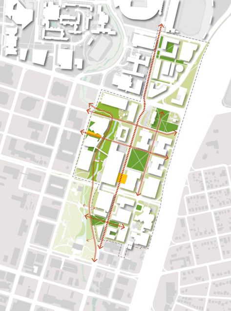 UT Austin Medical District Master Plan - Larry Speck Campus Design Masterplan, University Master Plan, Hospital Master Plan, University Campus Plan Architecture, University Campus Masterplan, Urban Design Diagram, Ut Austin, Campus Style, Urban Housing