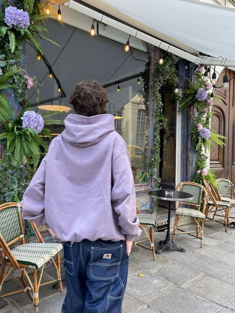 Swanky Bar, College Tour, Hoodies Aesthetic, Guy Fits, Boys Fits, Purple Fits, Outfits Hombre, Purple Hoodie, Mens Trendy Outfits