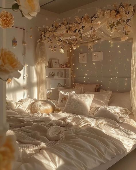 Room Ideas For Moms, Soft Aesthetic Rooms, Homey Bedrooms Cozy Living, Bedroom Chill Vibes, Bed Rooms Ideas Cottage Core, Enchanted Bedroom Aesthetic, Bedroom Makeover Minimalist, Romantic Cottagecore Bedroom, Bedroom Ideas Stars