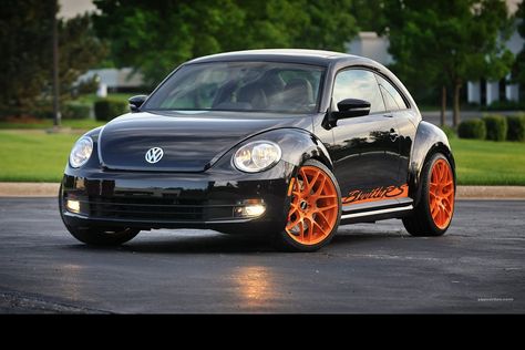 2012 Vw Beetle, Porsche Wheels, Beetle Vw, Vw New Beetle, Orange Wheels, Volkswagen New Beetle, Beetle Car, New Beetle, Kid Friendly Travel Destinations