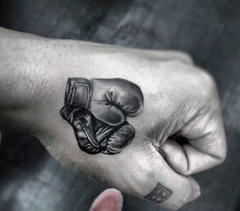 Hand Tattoos Of Boxing Gloves For Men Boxing Glove Tattoo, Boxing Gloves Tattoo, Boxer Tattoo, Boxing Tattoos, Hand Tattoo Images, Herren Hand Tattoos, Hunting Tattoos, Armband Tattoo Design, Boxing Glove