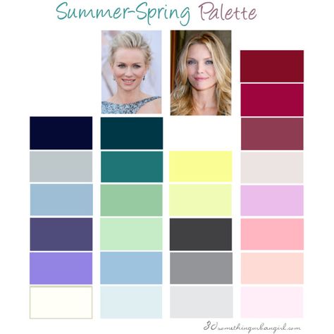 Summer-Spring Colour Palette by thirtysomethingurbangirl on Polyvore | #colorpalette #colourpalette #summerspring #lightsummer Color Analysis Summer, Light Spring Color Palette, Light Summer Color Palette, Seasonal Palette, Soft Summer Palette, Light Spring Colors, Soft Summer Colors, Spring Light, Spring Palette