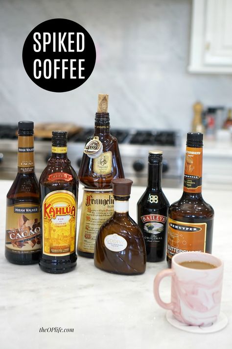 Coffee And Cocktail Bar, Coffee Party Bar, Spiked Coffee Drinks, Spiked Coffee, Party Coffee Bar, Coffee Alcohol Bar, Coffee Bar Party, Coffee Punch, Baileys Coffee