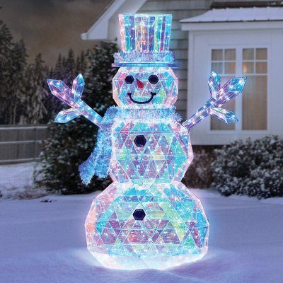 Buy Member's Mark 6' Pre-Lit Prismatic Snowman : Outdoor Cool White at SamsClub.com Prismatic Christmas Decor, Prismatic Christmas, Wooden Garden Bed, Mark 6, Groot Marvel, Outdoor Christmas Decor, Snowman Christmas Decorations, Shatterproof Ornaments, Beautiful Symbols