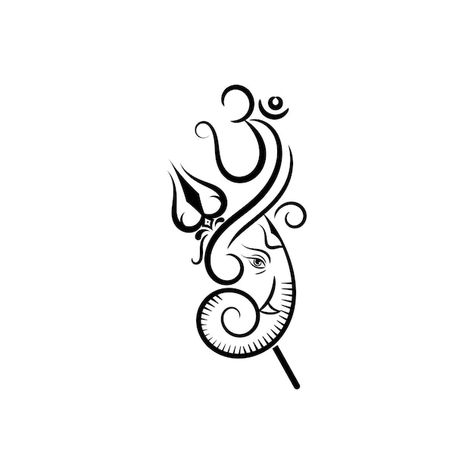 Ganpati Silhouette, Trishul Mehendi Design, Om And Trishul Tattoo Designs, Ganesh Om Tattoo, Ganesha Sticker For Bikes, Ganesha Logo Graphic Design, Ganpati Bappa Logo Design, Small Ganesha Tattoo, Tattoo Designs To Draw