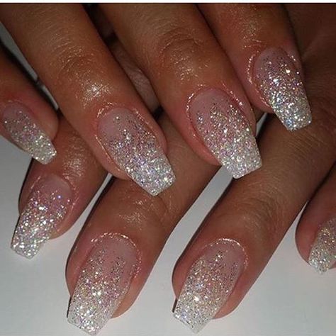 Glitter Nails, Beauty, Glitter, Nails, Silver Glitter Nails, Nails Acrylic, Silver Glitter, Silver, White