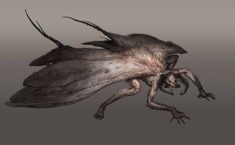 Monster Oc, Moth Man, Monster Artwork, Dark Creatures, Beast Creature, Creature Artwork, 다크 판타지, Monster Concept Art, Fantasy Monster