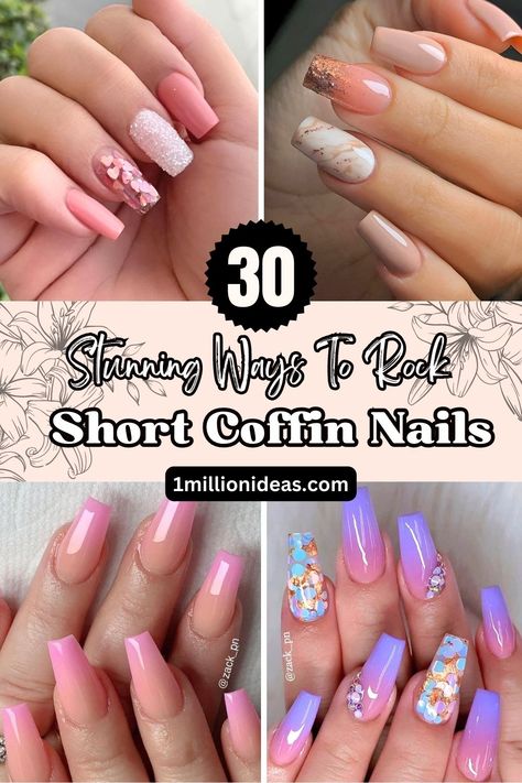 30 Stunning Ways To Rock Short Coffin Nails Nail Designs Coffin Shape Short, Short Coffin Shape Nails Acrylics, Cute Nail Inspo Acrylic Coffin, Caufin Nails Designs, Dip Nail Designs Coffin, Spring Break Nail Ideas Coffin, Current Nail Designs, Short Coffin Acrylic Nails Spring, Trending Coffin Acrylic Nails