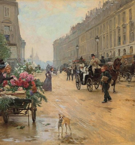 1800 Aesthetic, Parisian Painting, 18th Century Aesthetic, 19th Century Aesthetic, Paris History, Easy Flower Painting, France Aesthetic, Paris Painting, Simple Painting