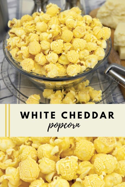 Our special blend of creamy white cheddar coats every inch of our fluffy white popcorn, so no bite lacks in cheesiness. Leaving your mouth in a state of complete and utter elation. Gourmet Popcorn Recipes Savory, Popcorn Flavours, Cheesy Popcorn, Flavored Popcorn Recipes, Bubbles Party, Popcorn Balls Recipe, Popcorn Recipes Easy, Popcorn Flavors, White Cheddar Popcorn