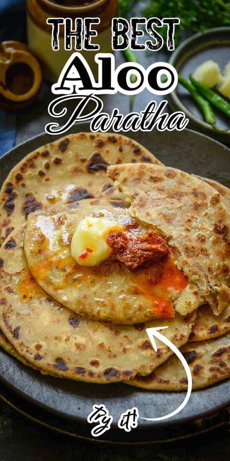 Aloo Paratha Recipe, Stuffed Flatbread, Popular Breakfast Recipes, Aloo Paratha, Potato Filling, Paratha Recipe, Spicy Snacks Recipes, Breakfast Recipes Indian, Paratha Recipes