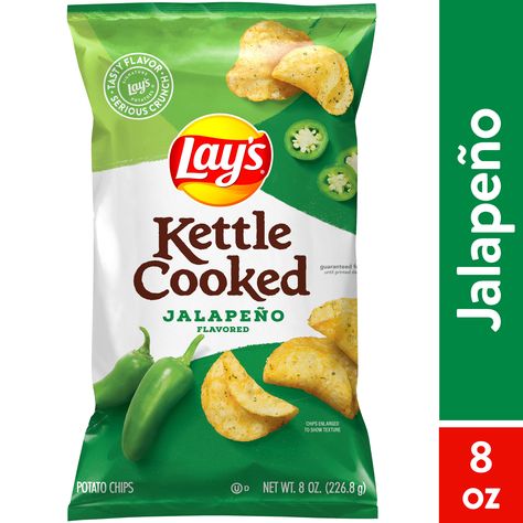 Cooked Jalapeno, Jalapeno Potato, Snack Lays, Jalapeno Chips, Lays Flavors, Kettle Cooked Chips, Potato Chip Flavors, Potato Snack, Lays Potato Chips