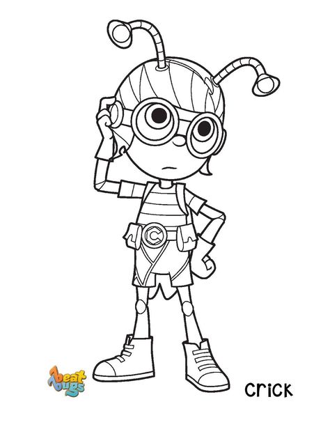 Crick from Beat Bugs printable to color! Circus Coloring Pages, Tiger Coloring Pages, Moose Birthday, Bead Bugs, Beat Bugs, Tiger Coloring, Bug Cartoon, Crayola Coloring Pages, Birthday Festivities