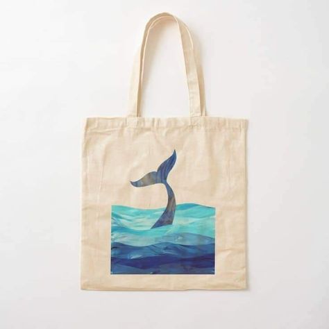 Creative Tote Bag, Handpainted Tote, Diy Tote Bag Design, Painted Canvas Bags, Tote Bag Business, Handpainted Tote Bags, Canvas Bag Diy, Bag Painting, Blue Whales