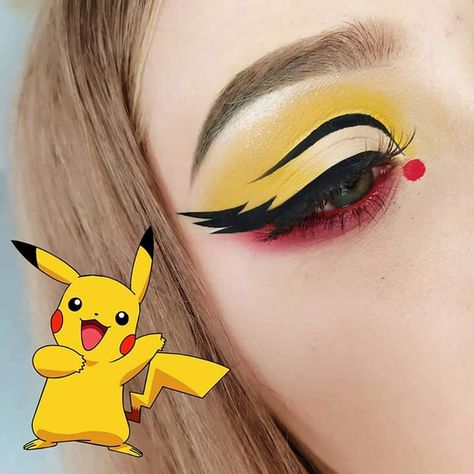 Pikachu Makeup, Pokemon Makeup, Crazy Eye Makeup, Anime Makeup, Cute Eye Makeup, Stunt Doubles, Graphic Makeup, Halloween Makeup Inspiration, Eye Makeup Steps