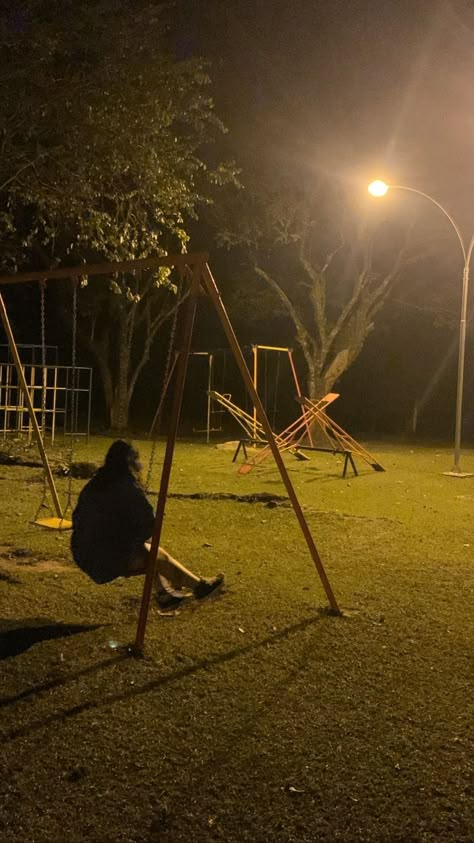 Abandoned Playground Night, Sense Of Place Photography, Playground At Night Aesthetic, Park At Night Aesthetic, Breanna Core, Playground At Night, Aesthetic Playground, Playground Aesthetic, Playground Photography