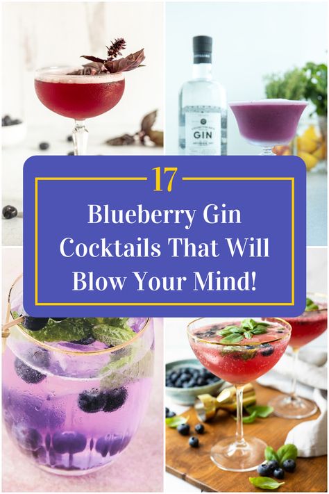 Collage of 4 blueberry gin cocktails. Simply Blueberry Lemonade Cocktail, Blueberry Tequila Cocktail, Blueberry Drinks Alcohol, Blueberry Cocktail Recipes, Blueberry Gin Cocktail, Blueberry Cocktails, Elderflower Drink, Blueberry Drinks, Blackberry Cocktail