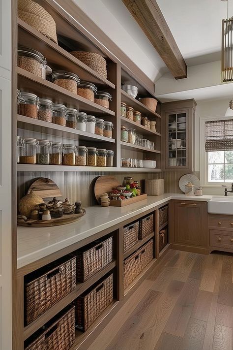 Organize in Style: Farmhouse Kitchen Pantry Ideas - Quiet Minimal House Pantry, Pantry Inspiration, Farmhouse Pantry, Pantry Room, Desain Pantry, Pantry Remodel, Organized Kitchen, Kitchen Pantry Design, Butler Pantry