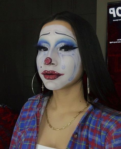 Smile Now Cry Later Makeup, Clown Makeup Chicano, Crying Clown Makeup, Chola Clown Makeup, Chicana Clown Makeup, Gangster Clown Makeup, Chicana Makeup, Crazy Halloween Makeup, Chola Makeup