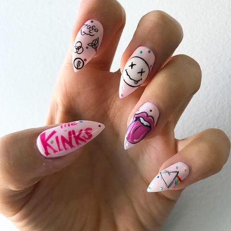 Nirvana Nails, Vanessa Cooper, Band Nails, La Nails, Festival Inspo, Nail Blog, The Kinks, Cool Lyrics, Nail Pro