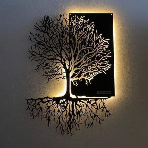 Metal Tree Of Life, Cnc Art Wall Decor, Metal Cnc Design, Diy Metal Wall Art, Cnc Decoration, Cnc Wall Art, Metal Mural, Pagar Modern, Tree Of Life Wall Decor