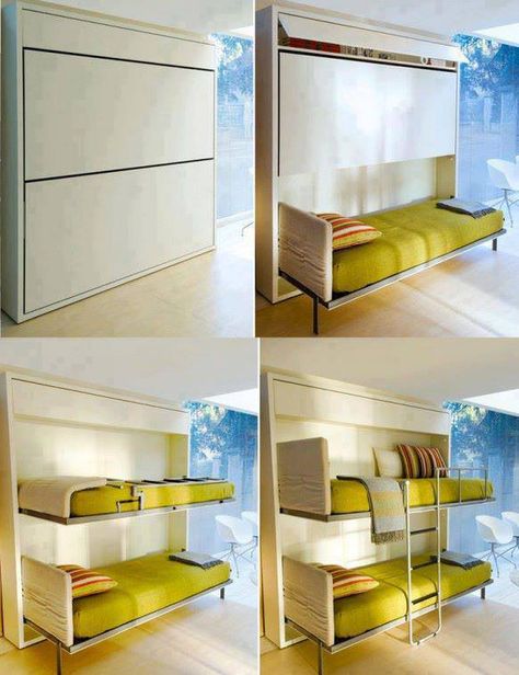 Murphy Bunk Beds, Murphy Bed Ikea, Space Saving Beds, Murphy Bed Plans, Bunk Beds With Stairs, Multipurpose Furniture, Kids Bunk Beds, Multifunctional Furniture, Design Del Prodotto