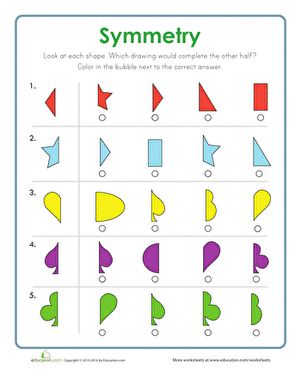 Uh oh, these shapes have been split in two! Find each shape's other half to create a symmetrical shape. This symmetry quiz also doubles as practice for standardized testing.#educationdotcom Symmetry Math, Handwriting Worksheets For Kindergarten, Symmetry Activities, Symmetry Worksheets, Preschool Workbooks, Math Charts, Geometry Worksheets, Math Measurement, Writing Blog