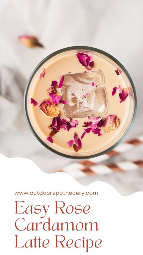 Indulge in the soothing aroma of roses paired with the warmth of cardamom in this delightful latte recipe. Perfect for cozy mornings or as a special treat, this easy-to-make latte combines floral and spicy notes for a calming beverage. Try it today and bring a touch of luxury to your everyday routine. #RoseLatte #CardamomLatte #CozyDrinks Cardamom Pods How To Use, Maca Latte Recipe, Cardomom Recipes Teas, Unique Latte Recipes, Rose Tea Recipe, Spring Coffee Drinks, Cardamom Latte, Cardamom Recipes, Cardomom Recipes