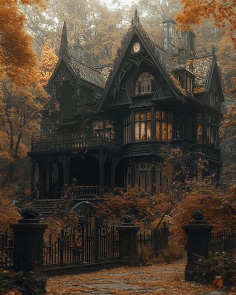 wanderskyhigh | Fall mansion . #mansion #fall #autumnvibes🍁 #fallleaves #autumn #halloween #halloweenart #gothicart #gothicarchitecture #gothicaesthetic… | Instagram Fall Mansion, Autumn Mansion, Autumn Halloween, Gothic Aesthetic, Gothic Architecture, Gothic Art, Halloween Art, Fall Vibes, Exterior Design