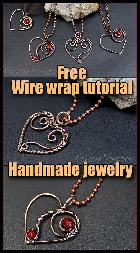 Wire wrapped heart pendant tutorial for beginners. How to wire wrap heart pendant. Free Wire wrapped tutorials If you are a newbie in wire work, I will lead you through the details of how to master this technique. You can use it to create beautiful jewelry pices and accessories. Experienced craftsmen will also be interested in my lessons. I will show you my unique d...#JewelryAddict #JewelryDesign #Style #Accessories #StatementJewelry #JewelryLovers #HandmadeJewelry #Gemstone #Fashion #Jewelry Wire Wrapped Heart, Wire Weaving Tutorial, Wire Wrapped Stone Jewelry, Wire Wrap Jewelry Designs, Wire Wrapped Jewelry Diy, Wire Jewelry Making, Wire Wrapped Jewelry Tutorials, Bijoux Fil Aluminium, Pendant Tutorial