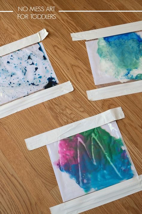 No mess art for toddlers! Just put paint in zip lock bags, genius! No Mess Crafts, Easy Crafts For Toddlers, Kanban Crafts, Fun With Science, Art For Toddlers, Easy Toddler Crafts, November Crafts, Messy Crafts, Christmas Crafts For Toddlers