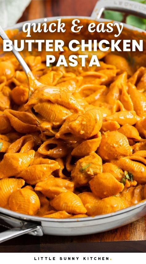 Combine everyone's favorite Indian chicken dish with filling, hearty pasta in this quick and easy Butter Chicken Pasta Recipe! Butter Chicken Spaghetti, Sweet Pasta Recipes, Chicken Pasta Recipes Without Cream, Chicken Thighs Pasta Recipes, Butter Chicken Pasta Recipes, Cowboy Butter Pasta, Chicken Thigh Pasta Recipes, One Pan Chicken Pasta, Easy Pasta Recipes With Chicken