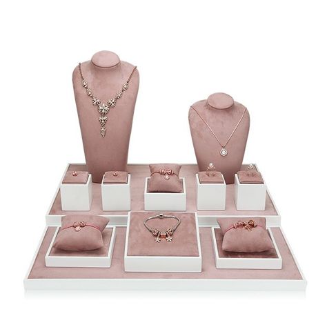 Pink Jewelry Display, Pink Diamond Jewelry, Blush Jewelry, Neck Necklace, Jewerly Displays, Display Showcase, Display Props, Bracelet Bead, Necklace Display